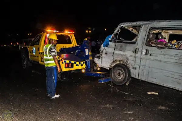 Photos: Several injured as bus somersaults in Lagos